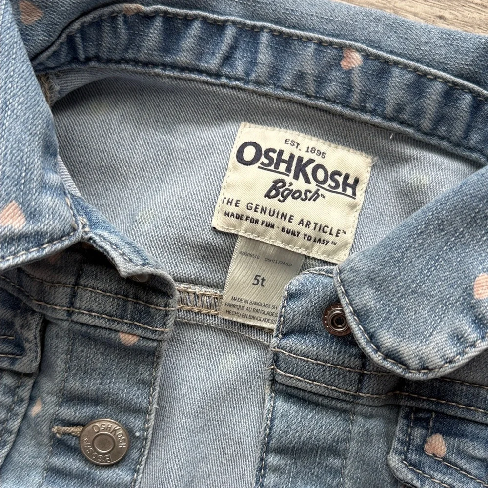 OshKosh B'gosh Light Blue Polka Dot Jean Jacket Size 5T